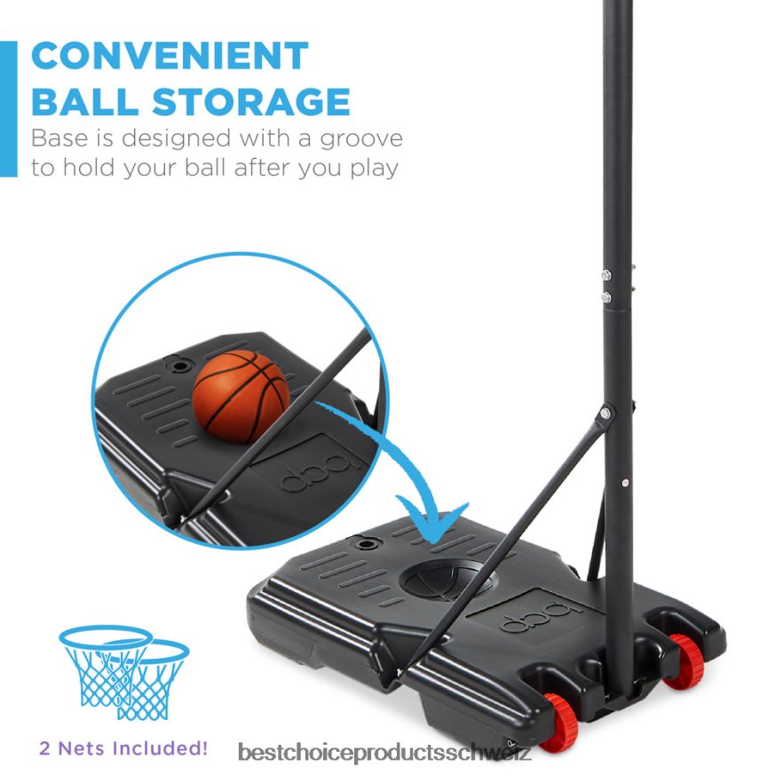 Best Choice Products Höhenverstellbarer Basketballkorb für Kinder, tragbares Rückwandsystem mit Rädern weiße Rückwand 2JD022319