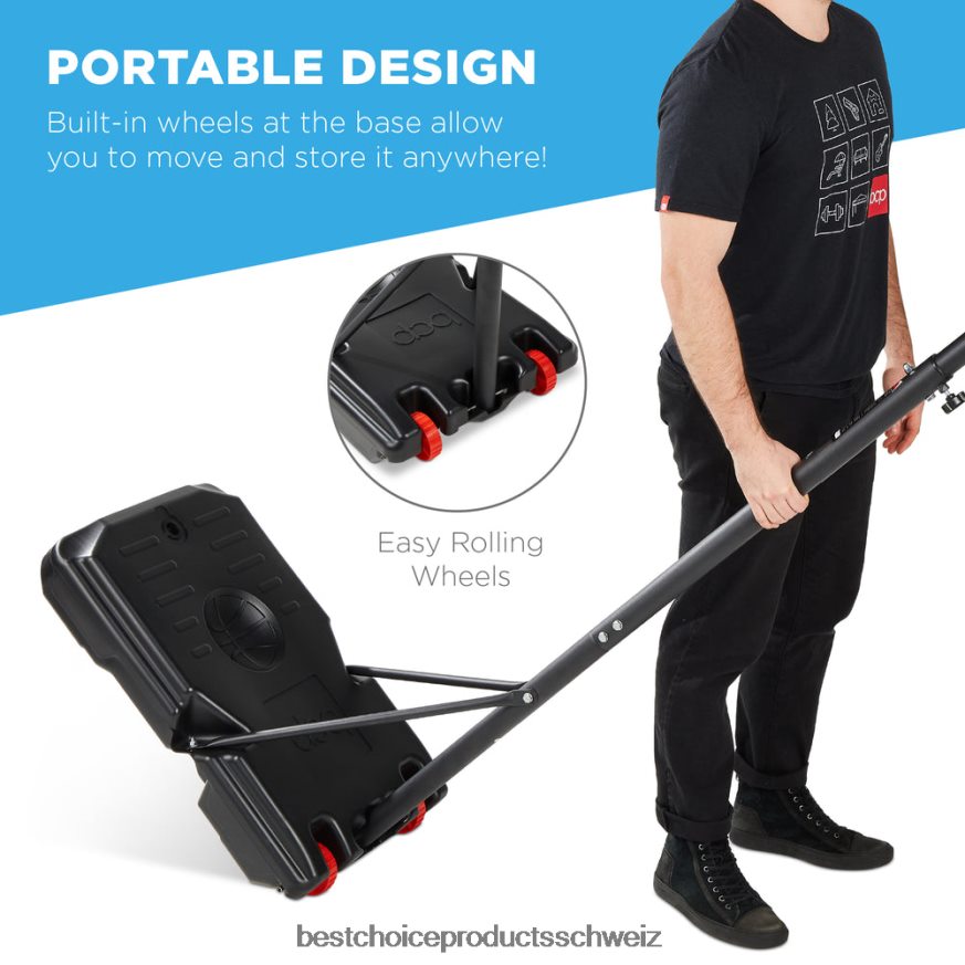 Best Choice Products Höhenverstellbarer Basketballkorb für Kinder, tragbares Rückwandsystem mit Rädern weiße Rückwand 2JD022319