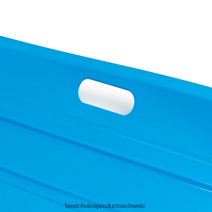 Best Choice Products Kunststoff-Schneeschlittenbrett für Kinder im Freien mit Zugseil und Griffen Blau 2JD0221008