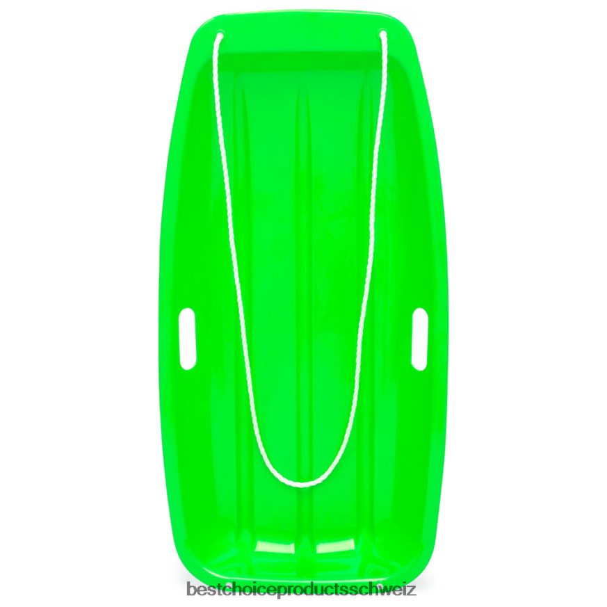 Best Choice Products Kunststoff-Schneeschlittenbrett für Kinder im Freien mit Zugseil und Griffen Grün 2JD0221009