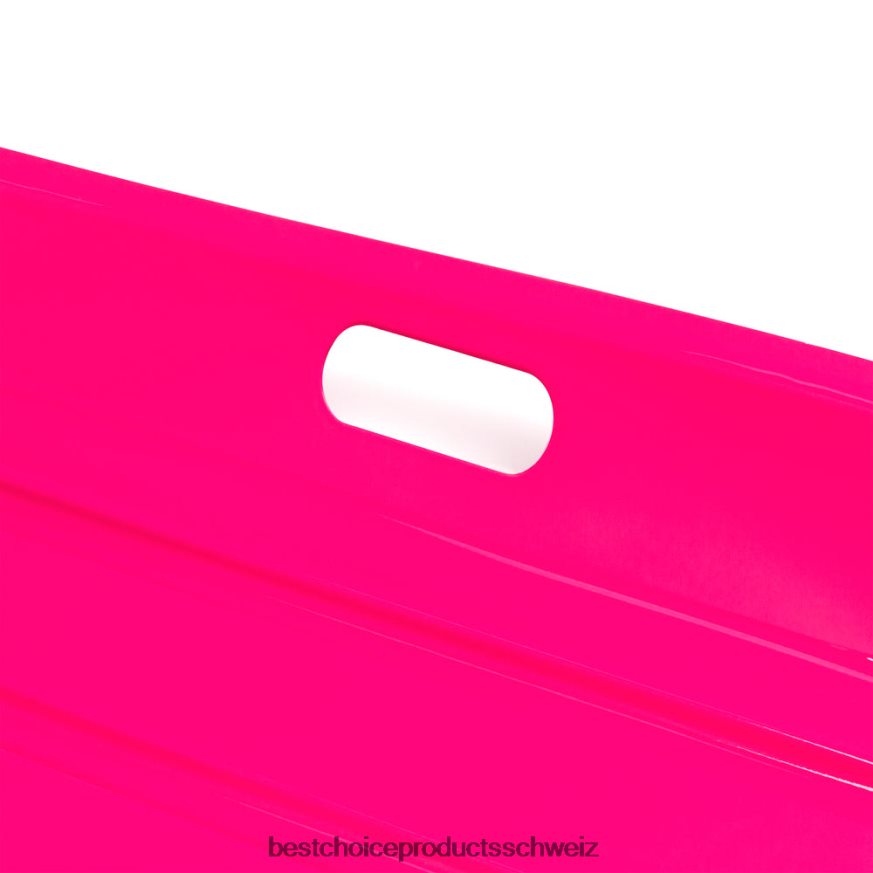 Best Choice Products Kunststoff-Schneeschlittenbrett für Kinder im Freien mit Zugseil und Griffen Rosa 2JD0221006