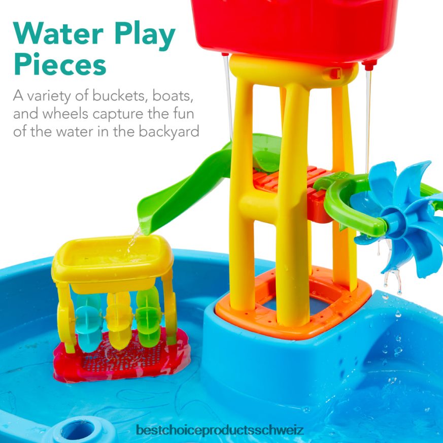 Best Choice Products Sand- und Wassertisch für Kinder im Freien mit 18 Zubehörteilen und verstellbarem Regenschirm mehrfarbig 2JD022551