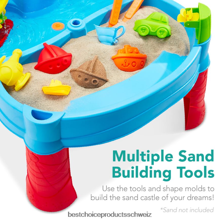 Best Choice Products Sand- und Wassertisch für Kinder im Freien mit 18 Zubehörteilen und verstellbarem Regenschirm mehrfarbig 2JD022551