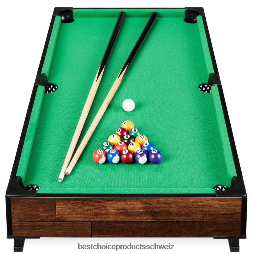 Best Choice Products Tisch-Billard-Set, Pool-Arcade-Spieltisch mit 2 Queues, Aufbewahrungstasche dunkles Holz 2JD0221003