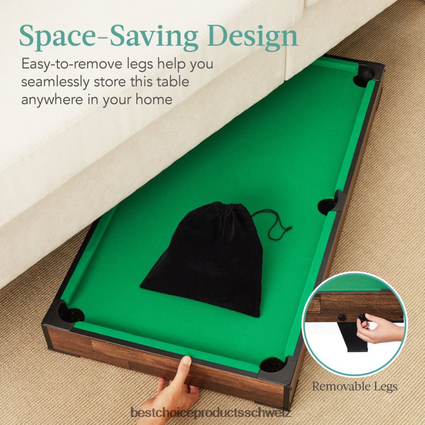 Best Choice Products Tisch-Billard-Set, Pool-Arcade-Spieltisch mit 2 Queues, Aufbewahrungstasche dunkles Holz 2JD0221003
