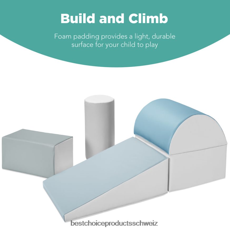 Best Choice Products 5-teiliges Spielset zum Klettern und Krabbeln mit weichen Schaumstoffformen Blau 2JD022311