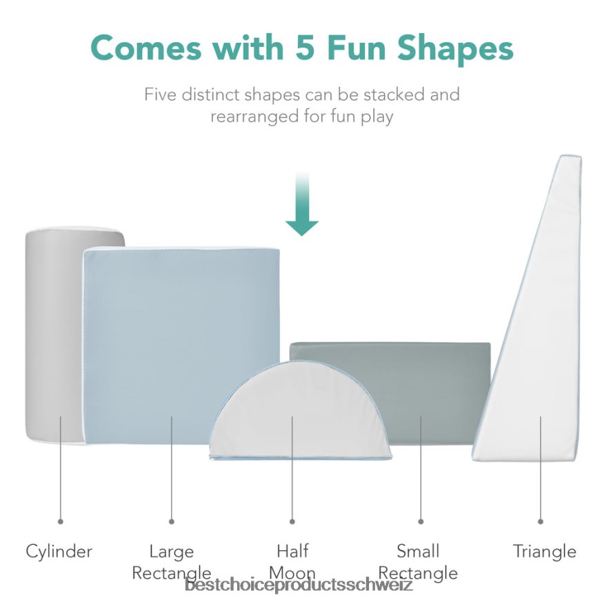Best Choice Products 5-teiliges Spielset zum Klettern und Krabbeln mit weichen Schaumstoffformen Blau 2JD022311