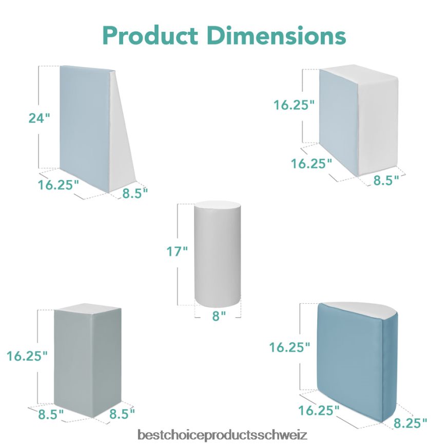 Best Choice Products 5-teiliges Spielset zum Klettern und Krabbeln mit weichen Schaumstoffformen Blau 2JD022311