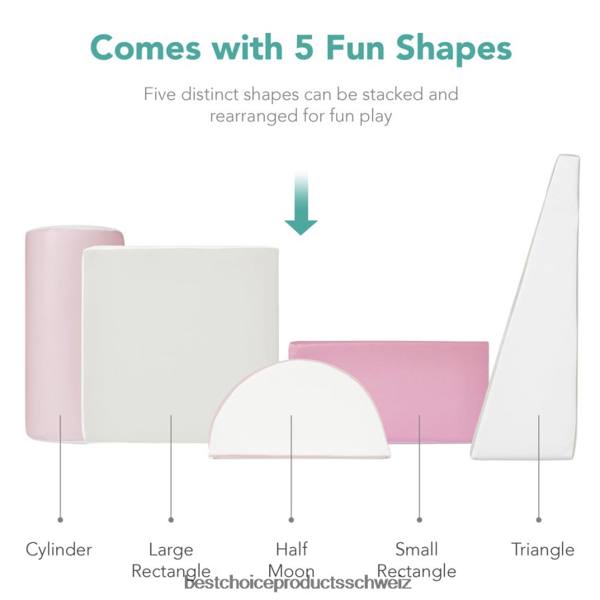 Best Choice Products 5-teiliges Spielset zum Klettern und Krabbeln mit weichen Schaumstoffformen Rosa 2JD022314