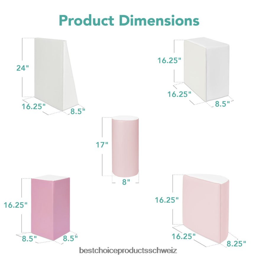 Best Choice Products 5-teiliges Spielset zum Klettern und Krabbeln mit weichen Schaumstoffformen Rosa 2JD022314