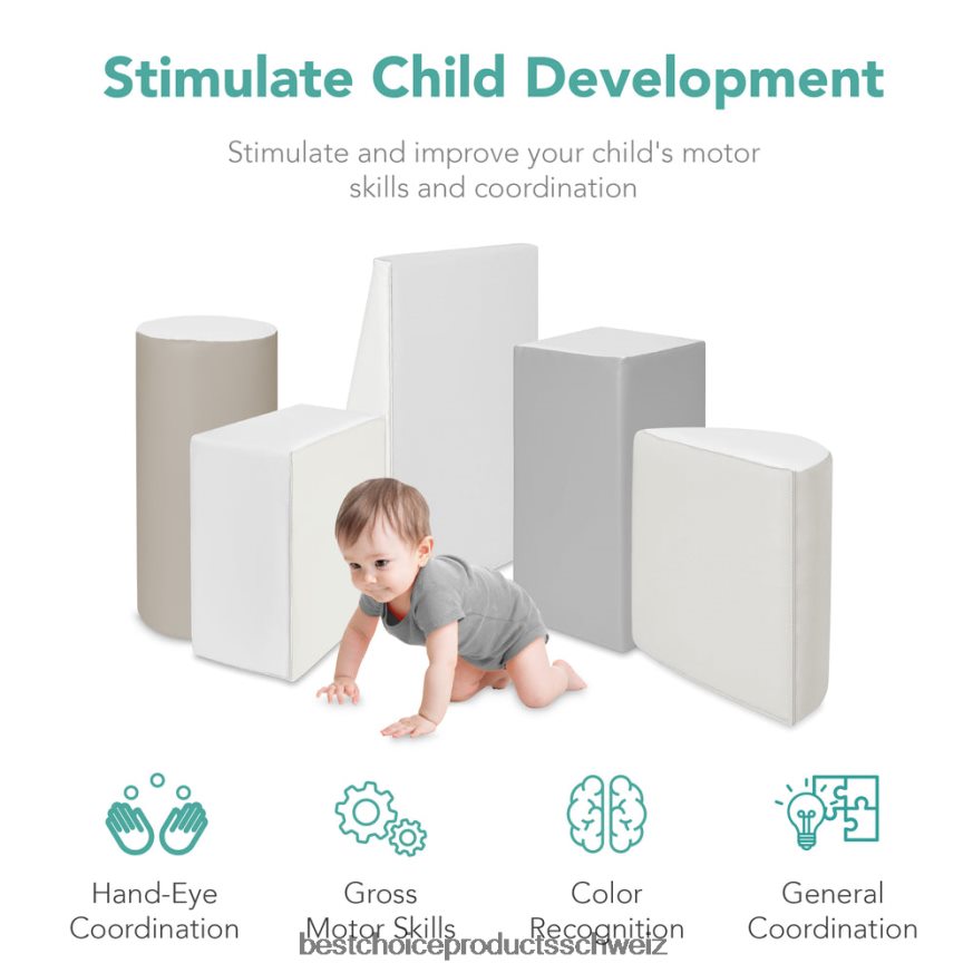 Best Choice Products 5-teiliges Spielset zum Klettern und Krabbeln mit weichen Schaumstoffformen neutral 2JD022312